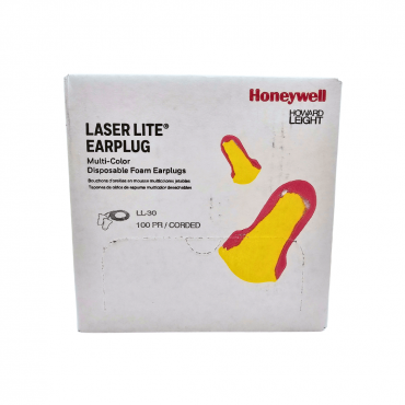 Honeywell Howard Leight Laser Lite Earplug, NRR32, Corded, Disposable Foam, Individual Polybag (100 pairs/Box), Model: LL-30