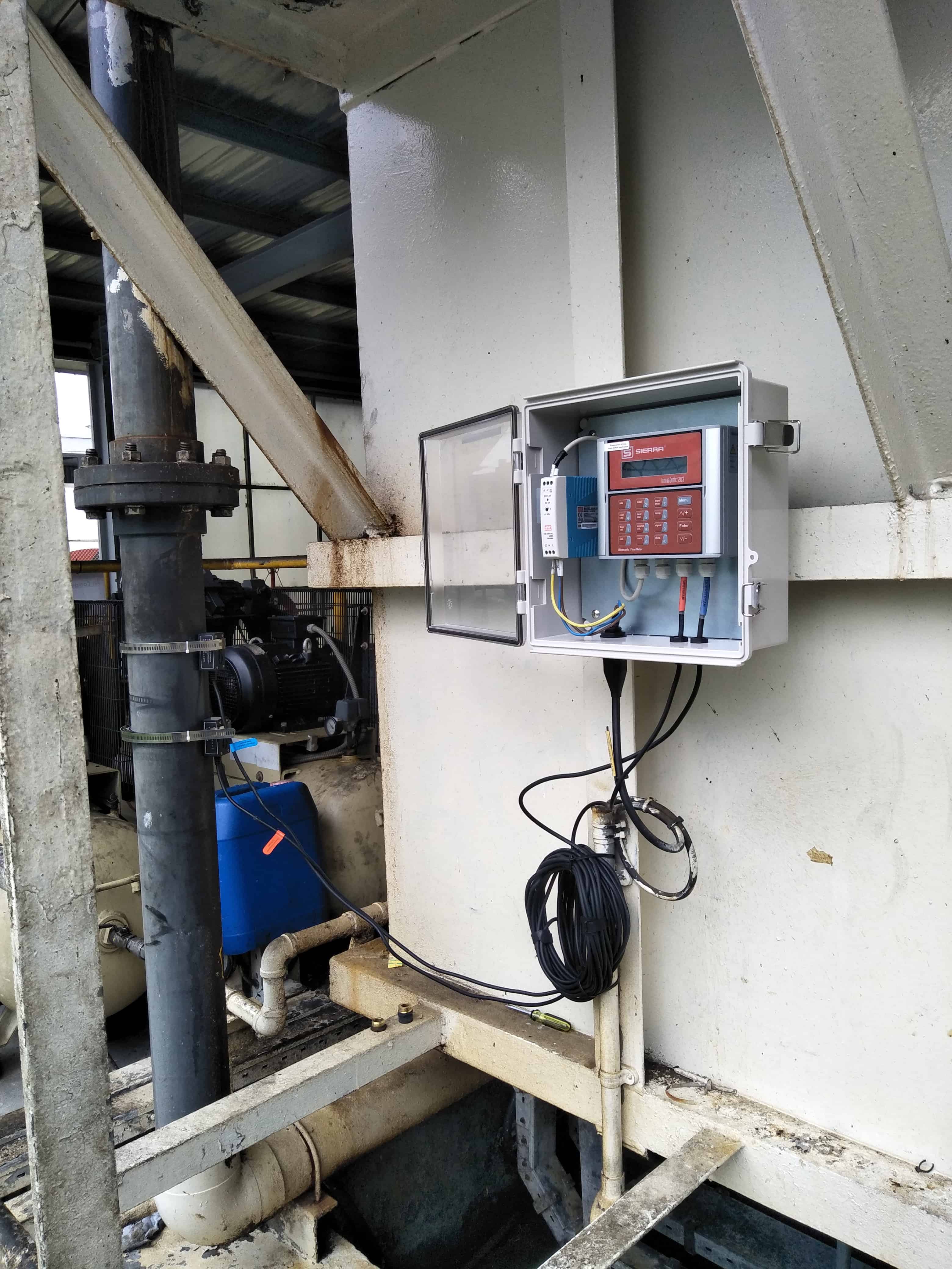 Ultra-Sonic flowmeter installation on waste treatment plant